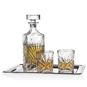 James Scott 3-Piece Irish-Cut Crystal Decanter & Whiskey Glasses Set